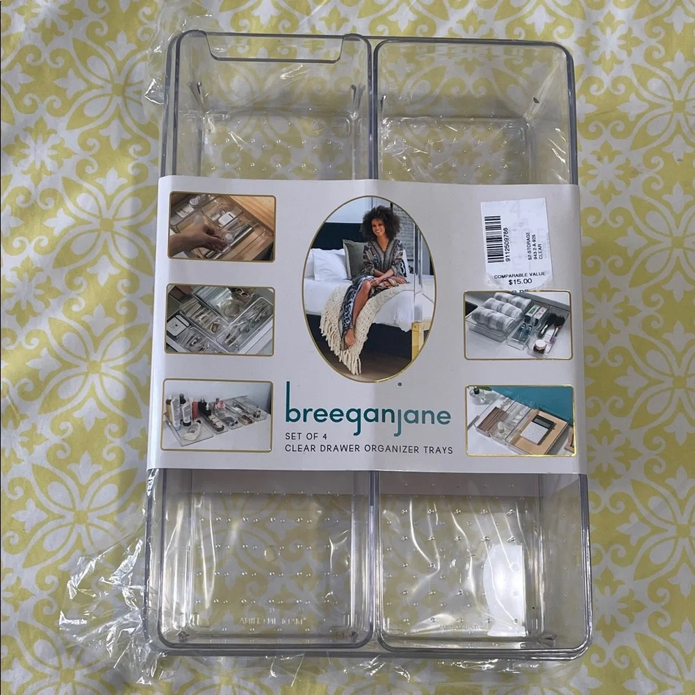 Set of 4 Clear Drawer Organizer Trays NIP Multi-Use Storage